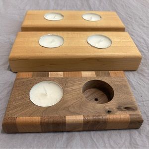 Handmade, Solid Hardwood Candle Holders. Tea Light Holders. Set of 3